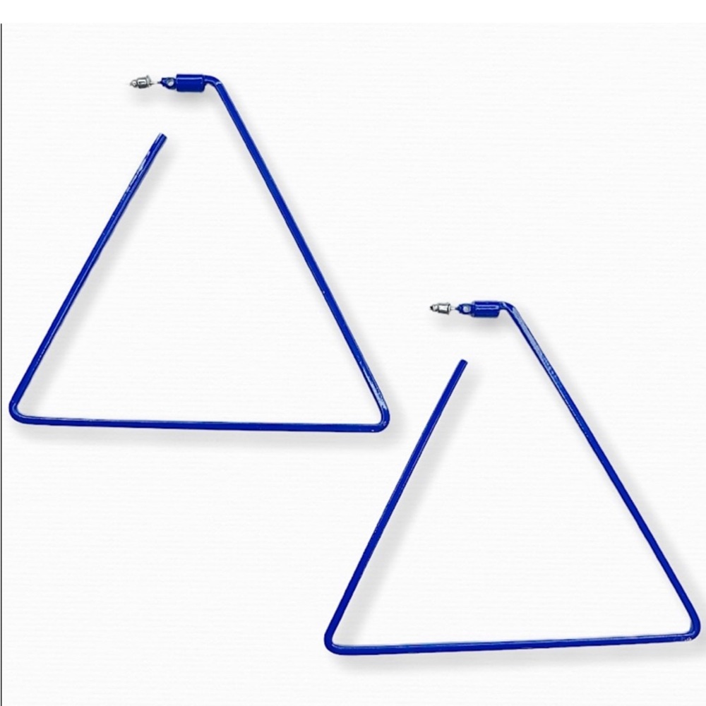 Women’s Earrings Blue Oversized Triangle Hoops